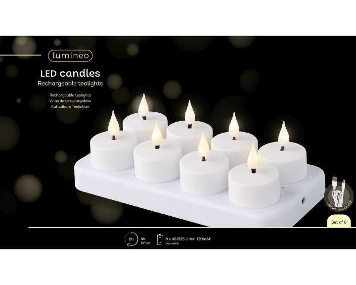 LUMINEO Set 8-tlg. Aufladbare LED Teelichter